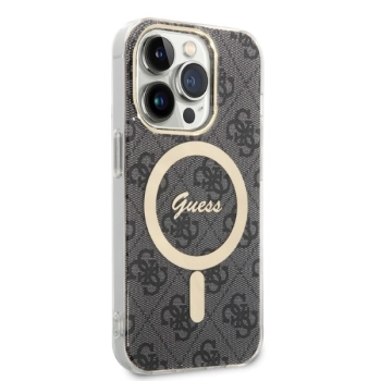 Zestaw Guess GUBPP14LH4EACSK Case+ Charger iPhone 14 Pro 6,1 czarny/black hard case 4G Print MagSafe