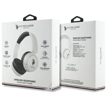 US Polo słuchawki nauszne Bluetooth      USHPV6PUNH biały/white DH Color Logo