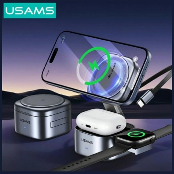 Ładowarka indukcyjna 3w1 Usams CD257 Qi2 tarnish