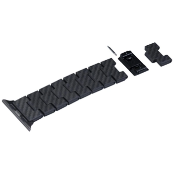 Pasek PITAKA Carbon Fiber Retro do Apple Watch 1/2/3/4/5/6/7/8/9/10/11/SE/SE 3/Ultra/Ultra 2/Ultra 3 czarno szary