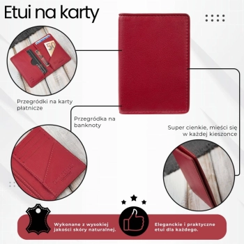 Etui na karty czerwone skórzane eleganckie RFID Paolo Peruzzi KV-05-RD