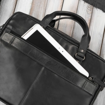 Torba męska na ramię do ręki skórzana na laptopa dokumenty A4 czarna pojemna Paolo Peruzzi SL-08-BL