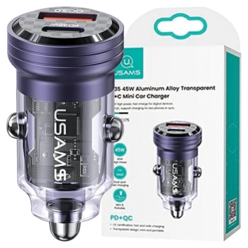 USAMS Ład. sam. C35 USB+USB-C 45WFast Charge fioletowy/purple CC175CC02 (US-CC175)