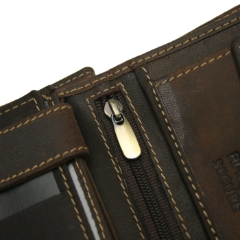 Portfel męski pionowy Wild Tiger RFID ciemnobrązowy