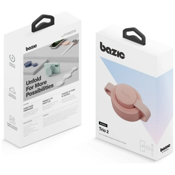 Ładowarka indukcyjna Bazic GoMag Trio 2  3w1 15W magnetyczna do iPhone/Watch/AirPods różowy
