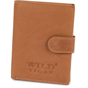 Portfel męski zapinany na nap Wild Tiger - jasnobrązowy