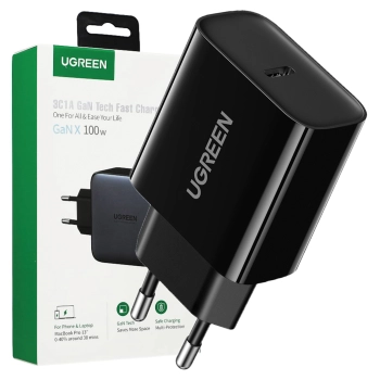 Ładowarka sieciowa EU UGREEN  CD137 USB-C, 20W, PD3.0 (czarna)