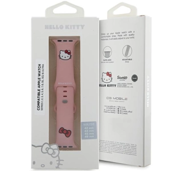 Hello Kitty Pasek HKAWLSCHBLP AppleWatch 42/44/45/49mm różowy/pink strap Silicone Kitty Head