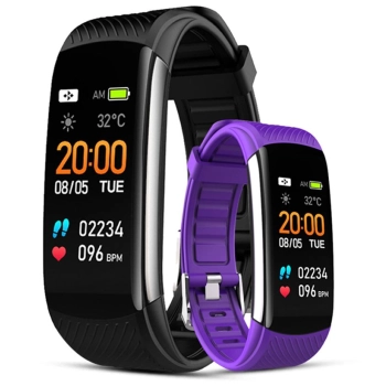 Smartwatch GIEWONT czarno fioletowy z 2 wymiennymi paskami