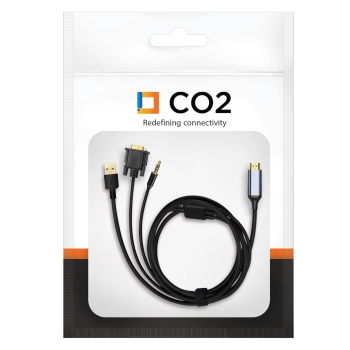 CO2 KABEL VGA - HDMI PRZEJŚCIÓWKA KONWERTER ADAPTER AUDIO FULL HD 60HZ 3M