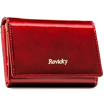 Portfel damski RFID ze skóry naturalnej lakierowany na prezent Rovicky