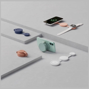 Ładowarka indukcyjna Bazic GoMag Trio 2  3w1 15W magnetyczna do iPhone/Watch/AirPods niebieski