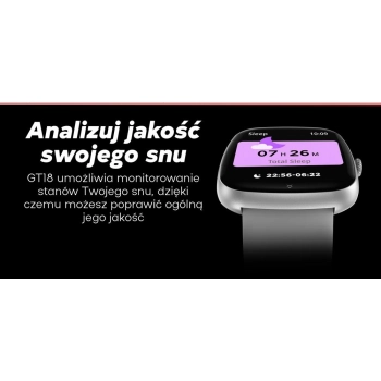 Smartwatch Damski GRAVITY GT18-7 Beżowy Pasek Silikonowy + Czarny Pasek