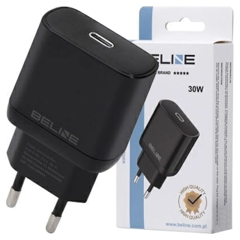 Beline Ład. siec. 1x USB-C 30W czarna/black (only head) PD 3.0  BLNCB30 GaN