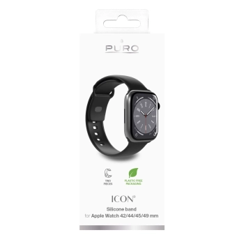 Pasek silikonowy Puro Icon do Apple Watch 42 / 44 / 45 / 49 mm - czarny (2 szt.)