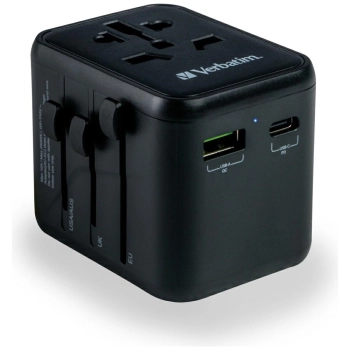 Verbatim Adapter podróżny EU/UK/US2xUSB-A/USB-C PD 20W UTA-02 czarny/black 49544