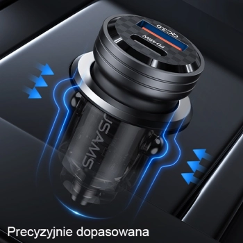 USAMS Ład. sam. C35 USB+USB-C 45WFast Charge fioletowy/purple CC175CC02 (US-CC175)