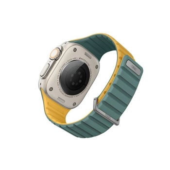 UNIQ pasek Revix Evo Apple Watch Series1/2/3/4/5/6/7/8/9/SE/SE2/Ultra/Ultra2 42/44/45/49mm Reversible Magnetic zielono-żółty/viridian green-burnt yell