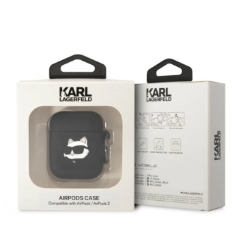 Karl Lagerfeld KLA2RUNCHK AirPods 1/2cover czarny/black Silicone Choupette Head 3D