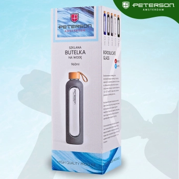 Butelka na wodę szklana motywacyjna szczelna bidon osłona Peterson 960 ml