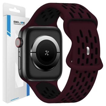 Beline pasek Apple Watch New SportSilicone 42/44/45/49mm bordowo-czarny  wine red/black box