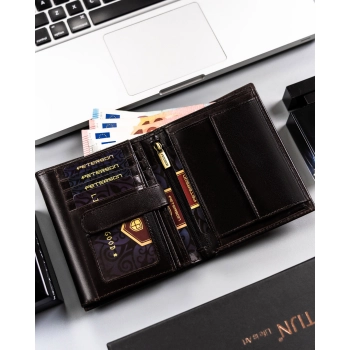Portfel męski skórzany pojemny RFID skóra premium PETERSON na prezent