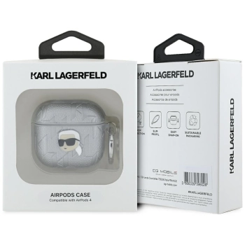 Etui Karl Lagerfeld Monogram Karl Head   do AirPods 4 srebrny