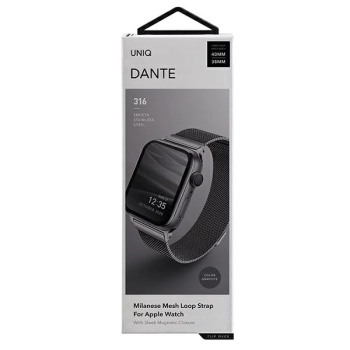 UNIQ pasek Dante Apple Watch Series1/2/3/4/5/6/7/8/9/SE/SE2 38/40/41mm Stainless Steel grafitowy/graphite