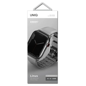 UNIQ pasek Linus Apple Watch Series1/2/3/4/5/6/7/8/9/SE/SE2/Ultra/Ultra 2 42/44/45/49mm. Airosoft Silicone szary/chalk grey