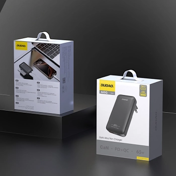 Ładowarka sieciowa podróżna GaN Dudao A65Q 65W USB-A / USB-C PD ultracienka EU / US - czarna