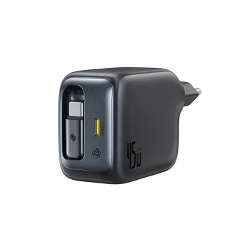 Ładowarka sieciowa Baseus EnerCore CJ11 45W z portem USB-C i ze zwijanym kablem USB-C - czarna