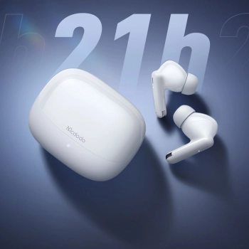 MCDODO SŁUCHAWKI BEZPRZEWODOWE DOUSZNE BLUETOOTH Z MIKROFONEM ETUI BIAŁE