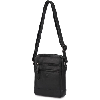 Torba skórzana czarna AMADEO VI na ramię elegancka elegancka