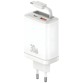 Ładowarka sieciowa USAMS Xiang Series    CC296 30W 1xUSB-C 1xUSB-A + kabel USB-C biały