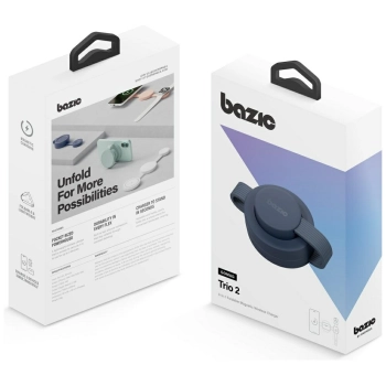 Ładowarka indukcyjna Bazic GoMag Trio 2  3w1 15W magnetyczna do iPhone/Watch/AirPods niebieski