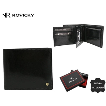 Duży, skórzany portfel męski bez zapięcia - Rovicky