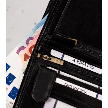 Pionowy portfel męski Rovicky ze schowkiem zasuwanym RFID