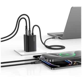Ładowarka sieciowa USAMS JC Series CC266 65W GaN Fast Charger 2xUSB-C 1xUSB-A biały