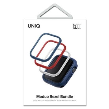 UNIQ ramki do Moduo 3in1 Apple WatchSeries 4/5/6/7/8/9/SE/SE2 44/45mm Niebieski-Czerwony-Biały/Blue-Red-White