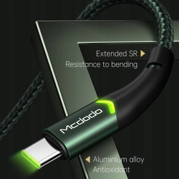 MCDODO KABEL USB-C SZYBKIE ŁADOWANIE DO SAMSUNG ŁADOWARKA USB TYP C LED 1M