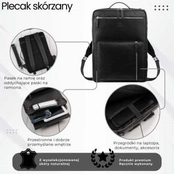 Plecak skórzany Paolo Peruzzi miejski do pracy na laptopa