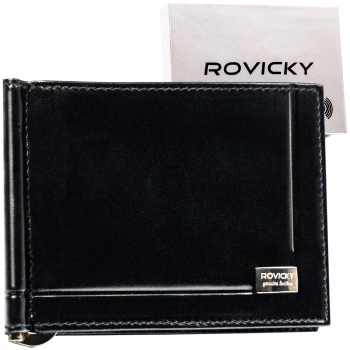 Banknotówka portfel skórzany Rovicky ultra slim cienki banknoty karty RFID
