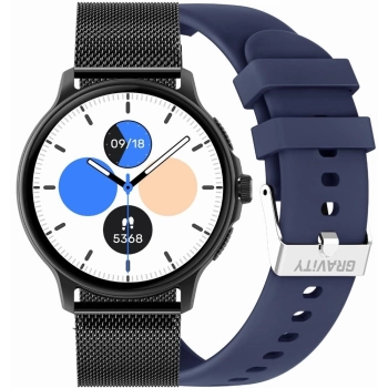 Smartwatch Damski GRAVITY GT12-2 Granatowy Pasek Silikonowy + Czarna Bransoleta