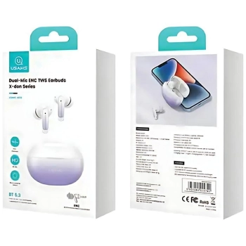USAMS Słuchawki Bluetooth 5.3 TWS X-donseries ENC bezprzewodowe fioletowy gradient/purple blue BHUENCXD04 (US-XD19)