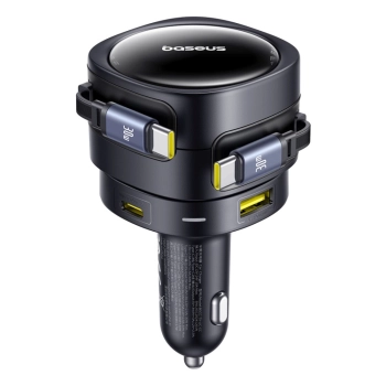 Ładowarka samochodowa Baseus Enjoyment Max 90W 2 x kabel USB-C + USB-A + USB-C - czarna