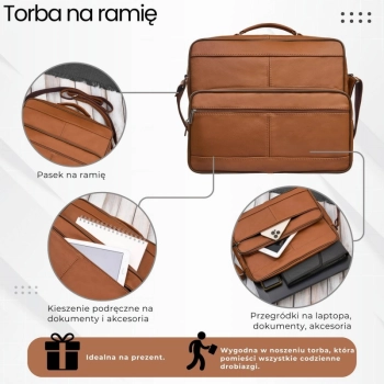 Torba męska na ramię skórzana Abruzzo do noszenia codziennie
