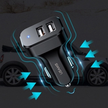 USAMS Ład. sam. 2xUSB C13 2,1A 3w1(microUSB/USB-C/lightning) czarny/black NTU35YTSC13TZ