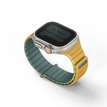 UNIQ pasek Revix Evo Apple Watch Series1/2/3/4/5/6/7/8/9/SE/SE2/Ultra/Ultra2 42/44/45/49mm Reversible Magnetic zielono-żółty/viridian green-burnt yell