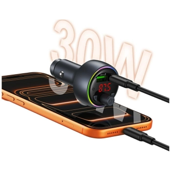 Ładowarka samochodowa USAMS CC328 30W    1xUSB-A 1xUSB-C Bluetooth FM tarnish