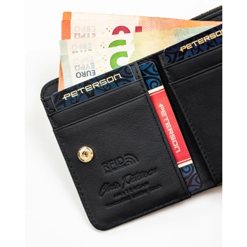 Portfel mały damski Peterson skórzany z ochroną RFID pionowy na prezent